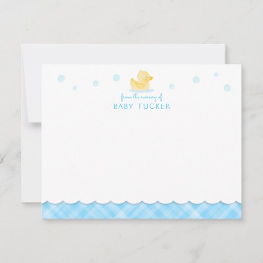 Rubber Ducky Preppy Blue Karierte Note Card Mitteilungskarte (Vorderseite)