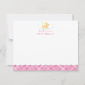 Rubber Ducky Preppy Pink Karierte Baby Note Card Mitteilungskarte (Vorderseite)
