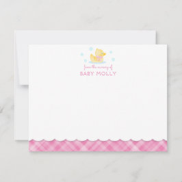 Rubber Ducky Preppy Pink Karierte Baby Note Card Mitteilungskarte