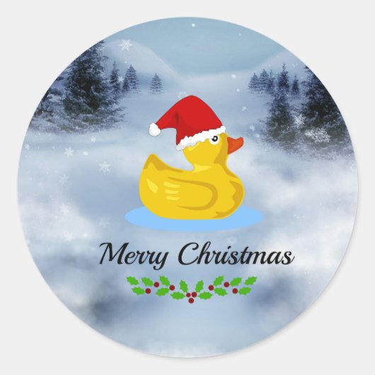 Rubber Ducky Weihnachtsgrüße Runder Aufkleber (Vorderseite)