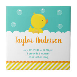 Rubber Ducky Yellow and Green Birth Statistics Fliese