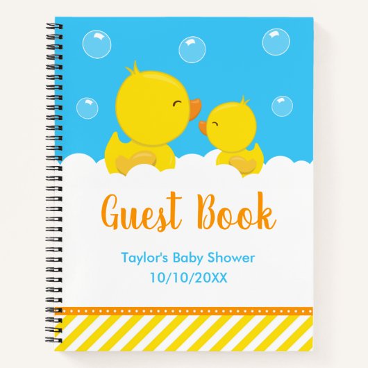 Rubber Ducky Yellow Blue Baby Shooting Guest Book Notizblock (Vorderseite)