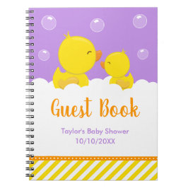 Rubber Ducky Yellow Lila Baby Showbook Notizblock