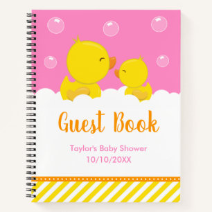 Rubber Ducky Yellow Pink Baby Shooting Gästebuch Notizblock