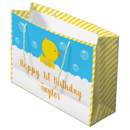 Rubber Ducky Yellow und Blue Happy Birthday Große Geschenktüte