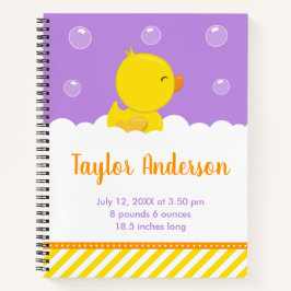Rubber Ducky Yellow und Lila Geburtenstatistik Notizblock