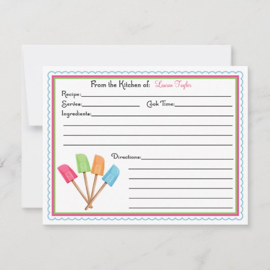 Rubber Spatulas Backen Kochrezepte Karten (Vorderseite)