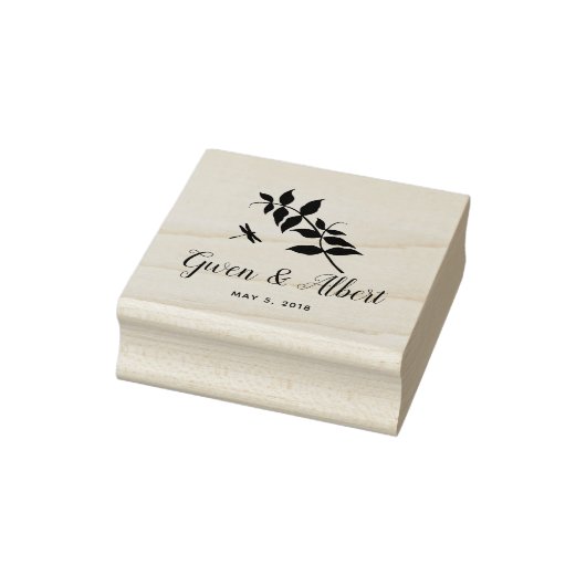 Rubber Stamp with Dragonfly Wedding Monogram Gummistempel (Stempel)