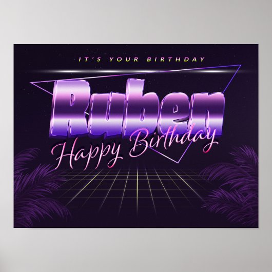 Ruben Vorname lila retro Pfingster Poster (Vorne)