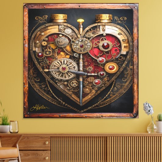 Rubies And Gears Heart Steampunk Series Leinwanddruck (Insitu (Wohnzimmer))