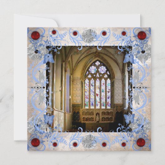 Rubies Art Deco Hochzeitskarte Einladung (Vorderseite)