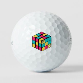 Rubik's Cube Classic 90s Nostalgia Pink Teal Black Golfball