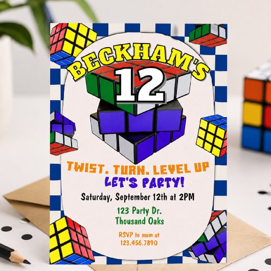 Rubik's Cube Geburtstag | Puzzle Cube Party Einladung