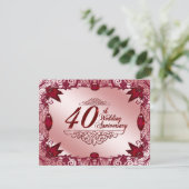 Rubin 40. Hochzeitsjubiläum 4,25x5,5 Einladung (Stehend Vorderseite)