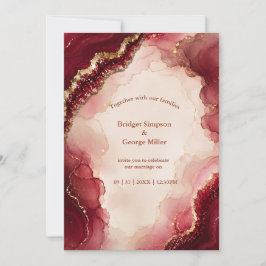 Rubin-Burgunder-Achat-Luxus-Marmor-Hochzeit Einladung