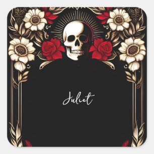 Rubin Claret Weiß Herz Rot Schwarz Junggesellinnen Quadratischer Aufkleber