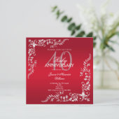 Rubin-Dekoration 40. Hochzeitstag Einladung (Stehend Vorderseite)