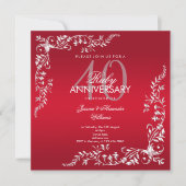 Rubin-Dekoration 40. Hochzeitstag Einladung (Vorderseite)