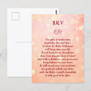 Rubin, Geburtsstein für Juli Geburtstage Postkarte