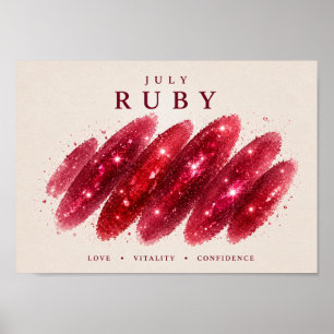Rubin-Geburtsstein Juli A4-Kunst Poster