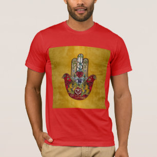 Rubin Granatapfel Herz Roter Vogel Hamsa T-Shirt