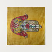 Rubin Granatapfel Herz Roter Vogel Hamsa Wandteppich (Vorderseite (Horizontal))