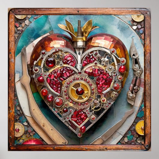 Rubin Granatapfel Herz Steampunk Serie Poster (Vorne)
