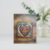 Rubin Granatapfel Herz Steampunk Serie Postkarte (Stehend Vorderseite)