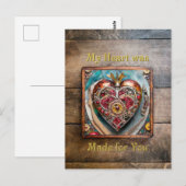 Rubin Granatapfel Herz Steampunk Serie Postkarte (Vorne/Hinten)