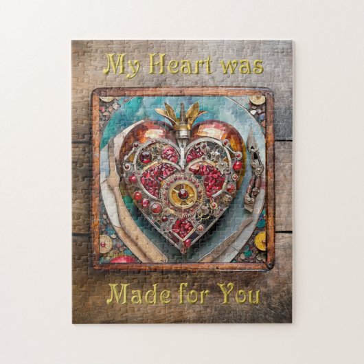 Rubin Granatapfel Herz Steampunk Serie Puzzle (Vertikal)