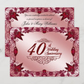 Rubin Hochzeit 40. Hochzeitstag 5x7 Einladung (Vorne/Hinten)