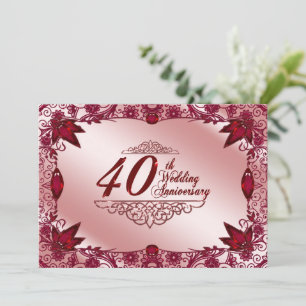 Rubin Hochzeit 40. Hochzeitstag 5x7 Einladung