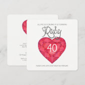 Rubin-Hochzeit Liebe so stark Herz Wasserfarbe Einladung (Vorne/Hinten)