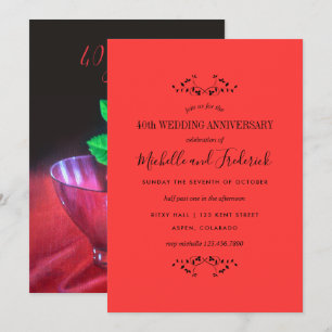 Rubin-Hochzeitseinladung zum 40. Hochzeitstag rote Einladung