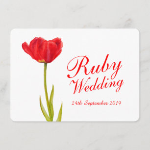 Rubin-Hochzeitsfeier rote Tulpenkunst 40. Einladun Einladung