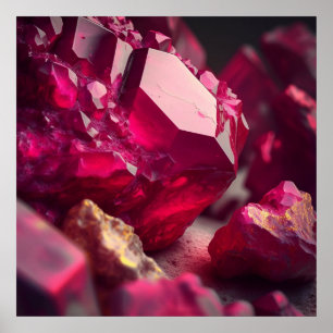 Rubin-Inspirierter Kristallcluster in Karmesinrosa Poster