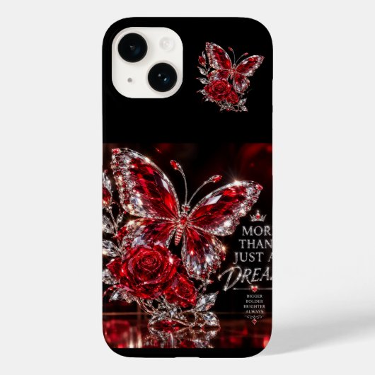 Rubin Kristall Schmetterling & Rose Case-Mate iPhone Hülle (Rückseite)