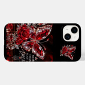 Rubin Kristall Schmetterling & Rose Case-Mate iPhone Hülle (Rückseite (Horizontal))