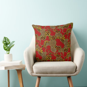 Rubin Leoparden Gold Barock Luxus Kissen