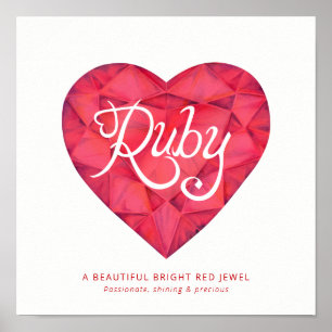 Rubin Name Bedeutung Wasserfarbe Herz roter Edelst Poster
