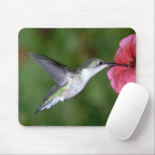 Rubin-throated Kolibri (weiblich) mit Petunie Mousepad (Mit Mouse)