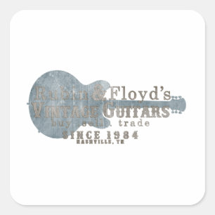 Rubin u. Floyds Vintages Gitarrengeschäft Quadratischer Aufkleber