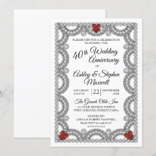 Rubin- und Diamantene Hochzeit Feierparty Einladung