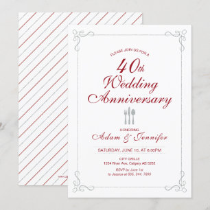 Rubin- und Silberne 40. Hochzeitstag-Einladung Einladung