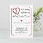 Rubine | Diamanten 15. Hochzeitstag Party Einladung (Stehend Vorderseite)