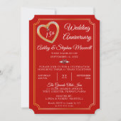 Rubine | Diamanten 15. Hochzeitstag Party Einladung (Vorderseite)