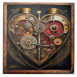 Rubine und Getriebe der Heart Steampunk Serie Fliese