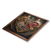 Rubine und Getriebe der Heart Steampunk Serie Fliese (Seite)