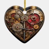 Rubine und Getriebe der Heart Steampunk Serie Keramik Ornament (Vorne)