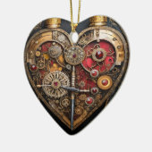 Rubine und Getriebe der Heart Steampunk Serie Keramik Ornament (Links)